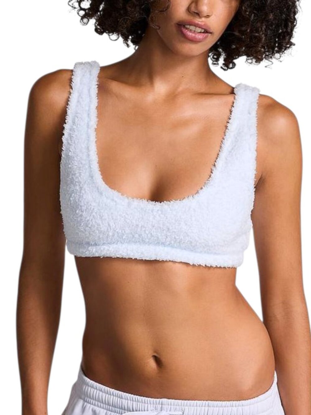 Victoria's Secret Pink Bralette Top Light Blue Fuzzy Co-zzzy Fleece Size M